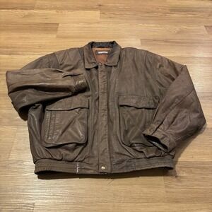 Vintage Saturdays Generation Jacket Men's XL Brown Leather A-2 Flight Bomber 90s